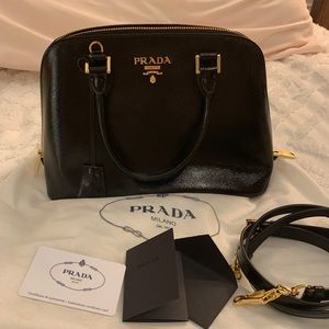 Black Prada Saffiano Vernice Bag